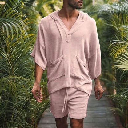 2-Piece Set: Men's Tracksuit Tennis Shirt Shorts and T Shirt Set Set Solid Color V Neck DailySale