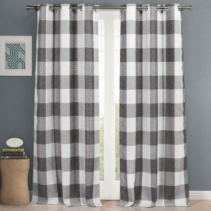 2-Piece Set: Plaid Heavy Blackout Thermal Grommet Window Curtain Pair Pane DailySale