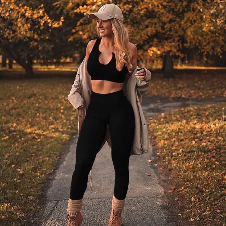 2-Piece Set: Ribbed Seamless Crop Tank High Waist Yoga Leggings DailySale