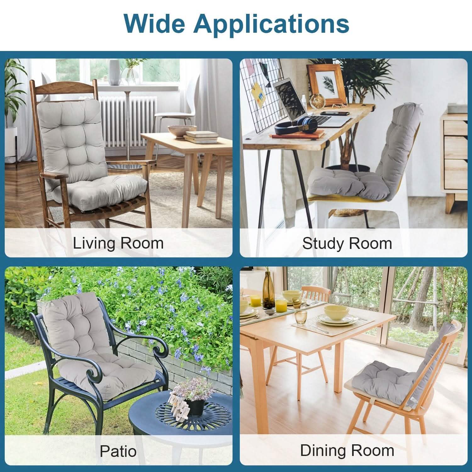 2-Piece Set: Rocking Chair Cushion with Non-Slip Ties Polyester Fiber Filling DailySale
