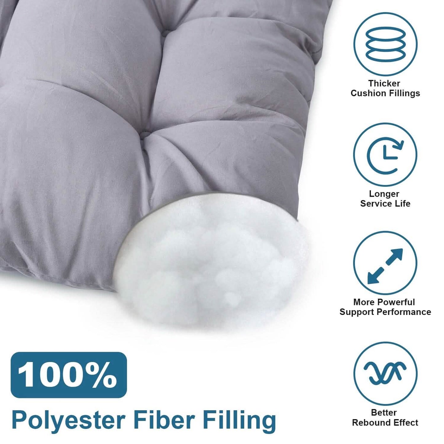 2-Piece Set: Rocking Chair Cushion with Non-Slip Ties Polyester Fiber Filling DailySale