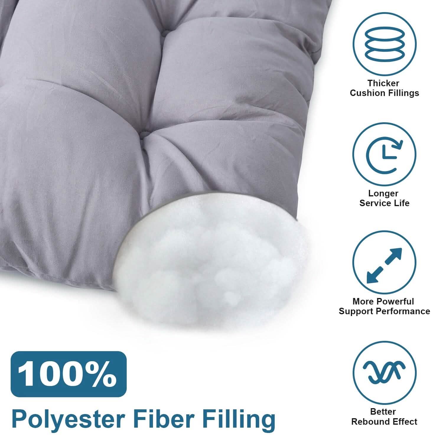 2-Piece Set: Rocking Chair Cushion with Non-Slip Ties Polyester Fiber Filling DailySale