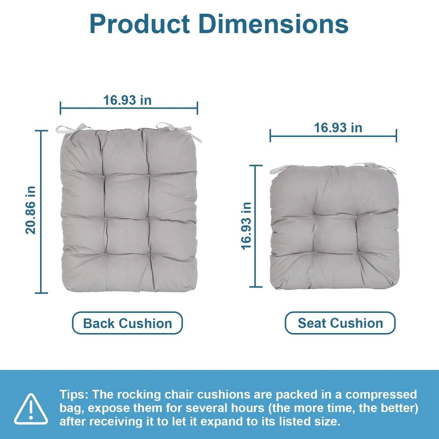 2-Piece Set: Rocking Chair Cushion with Non-Slip Ties Polyester Fiber Filling DailySale