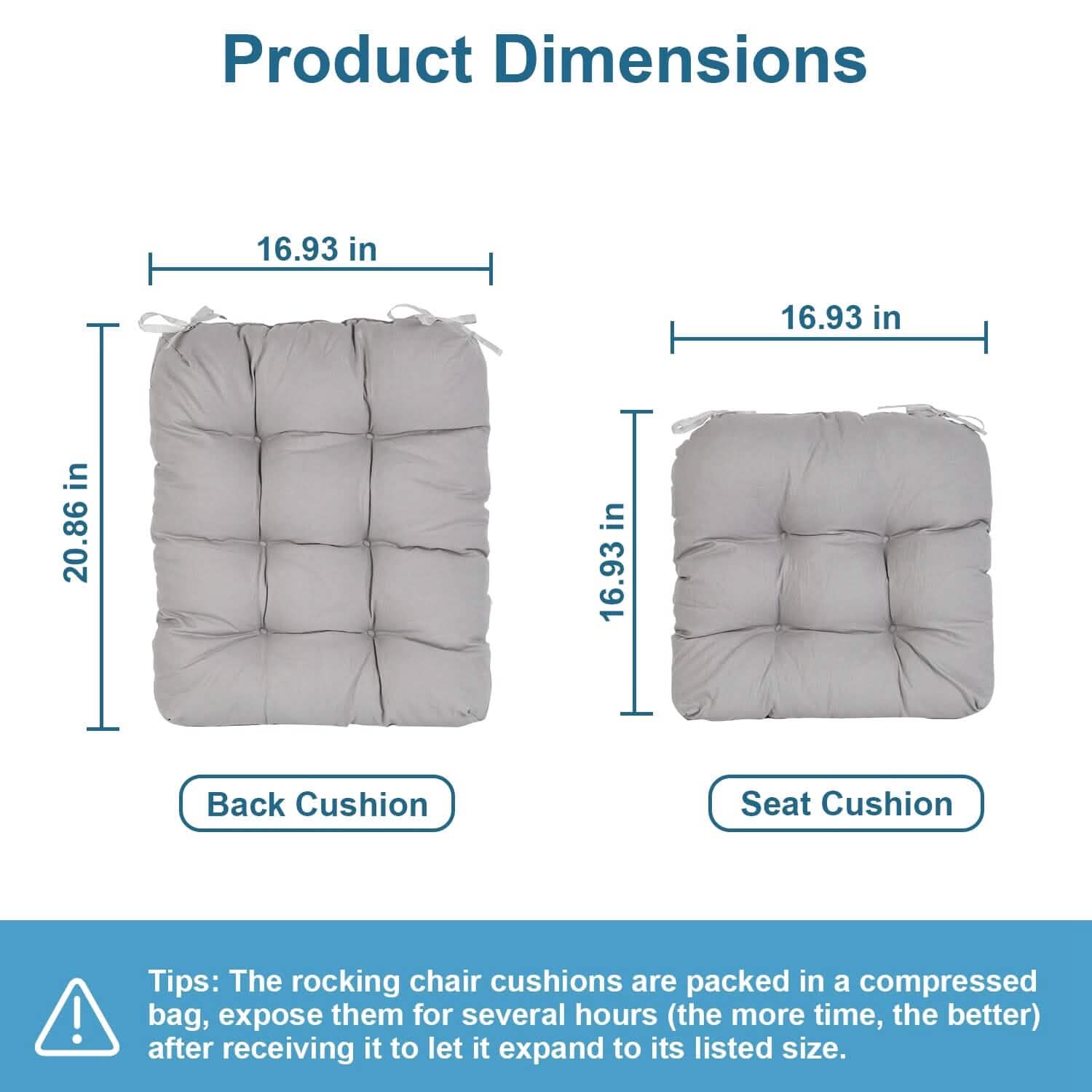 2-Piece Set: Rocking Chair Cushion with Non-Slip Ties Polyester Fiber Filling DailySale