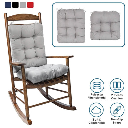 2-Piece Set: Rocking Chair Cushion with Non-Slip Ties Polyester Fiber Filling DailySale