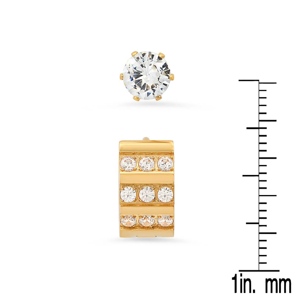 2-Piece Set: Stainless Steel and Simulated Diamond Cross Studs/Huggie Earrings DailySale