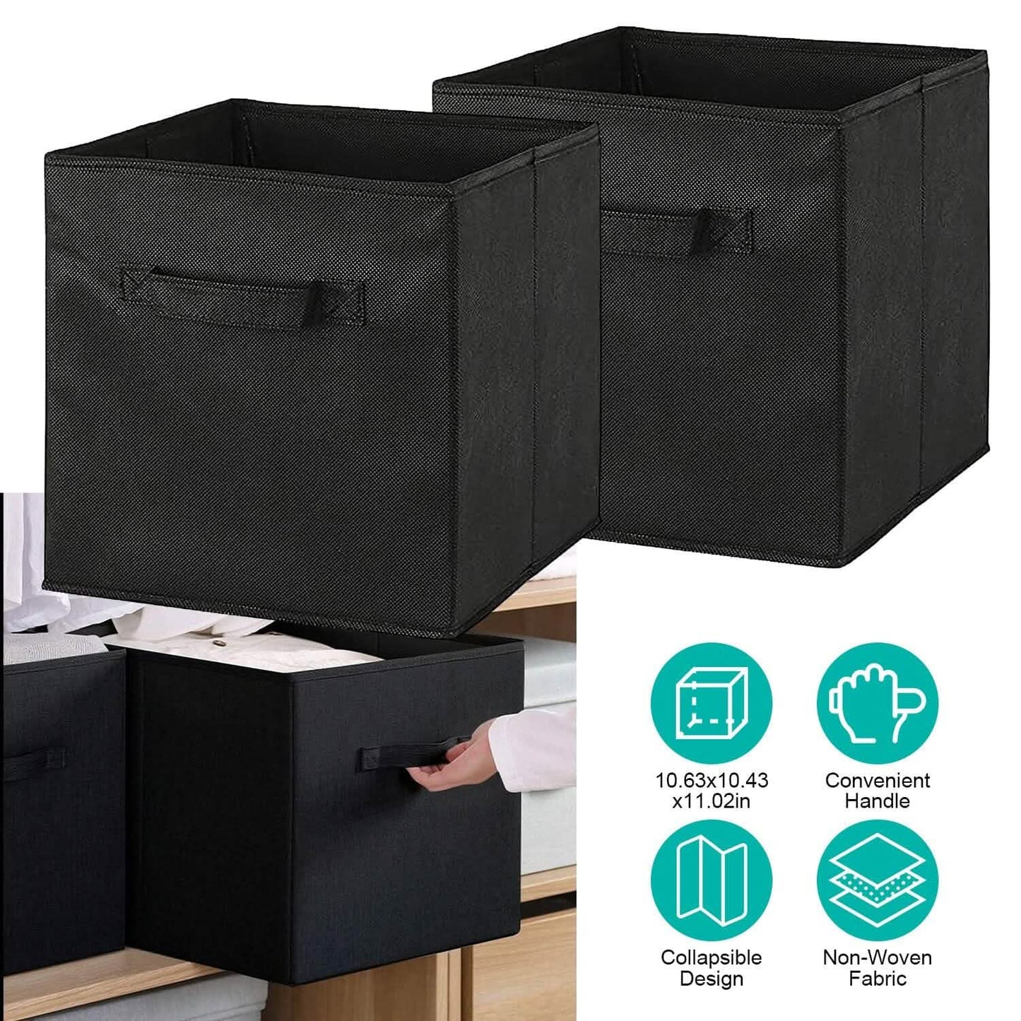 2-Piece Set: Storage Bin Non-Woven Fabric Cube Organizer DailySale