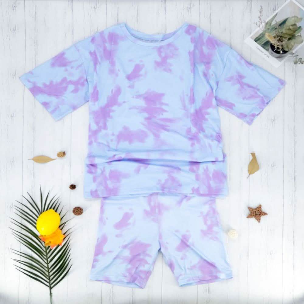 2-Piece Set: Tie Dye Biker Set DailySale