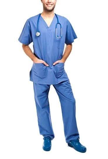 2-Piece Set: Unisex Cotton-Blend V-Neck Scrubs Top & Pants - Assorted Sizes DailySale