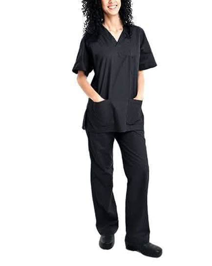 2-Piece Set: Unisex Cotton-Blend V-Neck Scrubs Top & Pants - Assorted Sizes DailySale