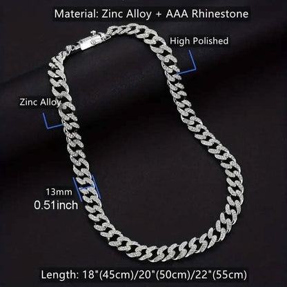 2-Piece Set: Unisex Hip Hop Cuban Chain Necklace and 8" Bracelet DailySale