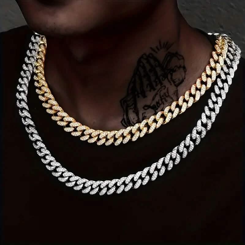 2-Piece Set: Unisex Hip Hop Cuban Chain Necklace and 8" Bracelet DailySale
