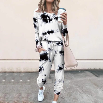 2-Piece Set: Women's Basic Tie Dye Sweatshirt Tracksuit Pants Sets DailySale