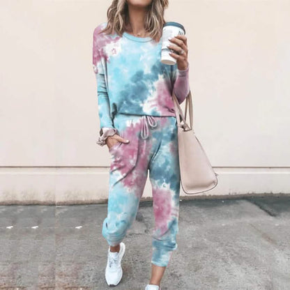 2-Piece Set: Women's Basic Tie Dye Sweatshirt Tracksuit Pants Sets DailySale