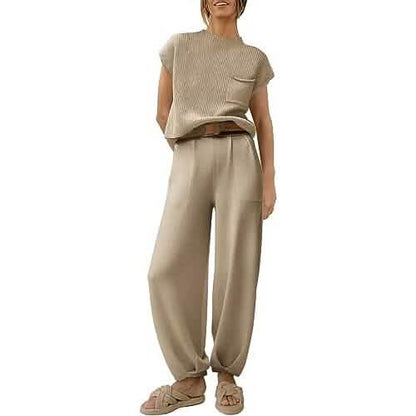 2-Piece Set: Women's Knit Pullover Tops and High Waisted Pants Tracksuit Lounge Sets DailySale