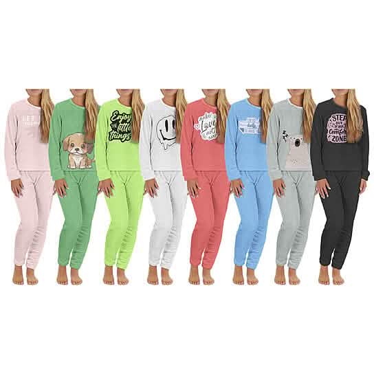 2-Piece Set: Women's Plush Popcorn Knit Top and Jogger Pants Pajama Set (Plus Size) DailySale