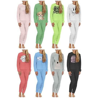 2-Piece Set: Women's Plush Popcorn Knit Top and Jogger Pants Pajama Set (Plus Size) DailySale