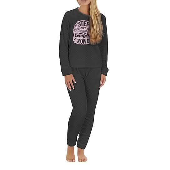 2-Piece Set: Women's Plush Popcorn Knit Top and Jogger Pants Pajama Set (Plus Size) DailySale