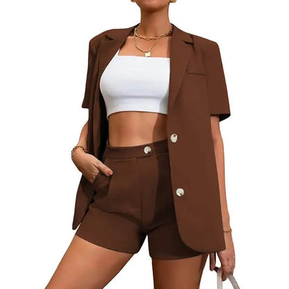 2-Piece Set: Women's Solid Color Blazer Shorts DailySale