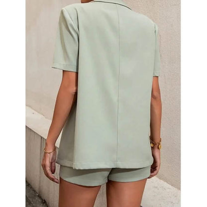 2-Piece Set: Women's Solid Color Blazer Shorts DailySale