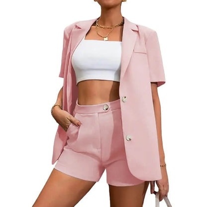 2-Piece Set: Women's Solid Color Blazer Shorts DailySale