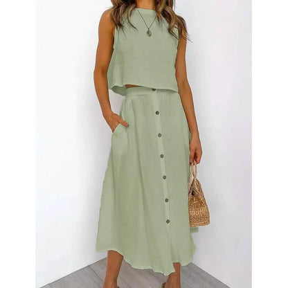 2-Piece Set: Women's Solid Color Casual Dress DailySale