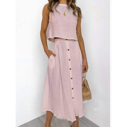 2-Piece Set: Women's Solid Color Casual Dress DailySale