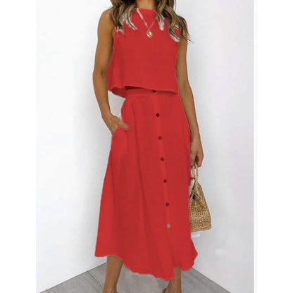 2-Piece Set: Women's Solid Color Casual Dress DailySale