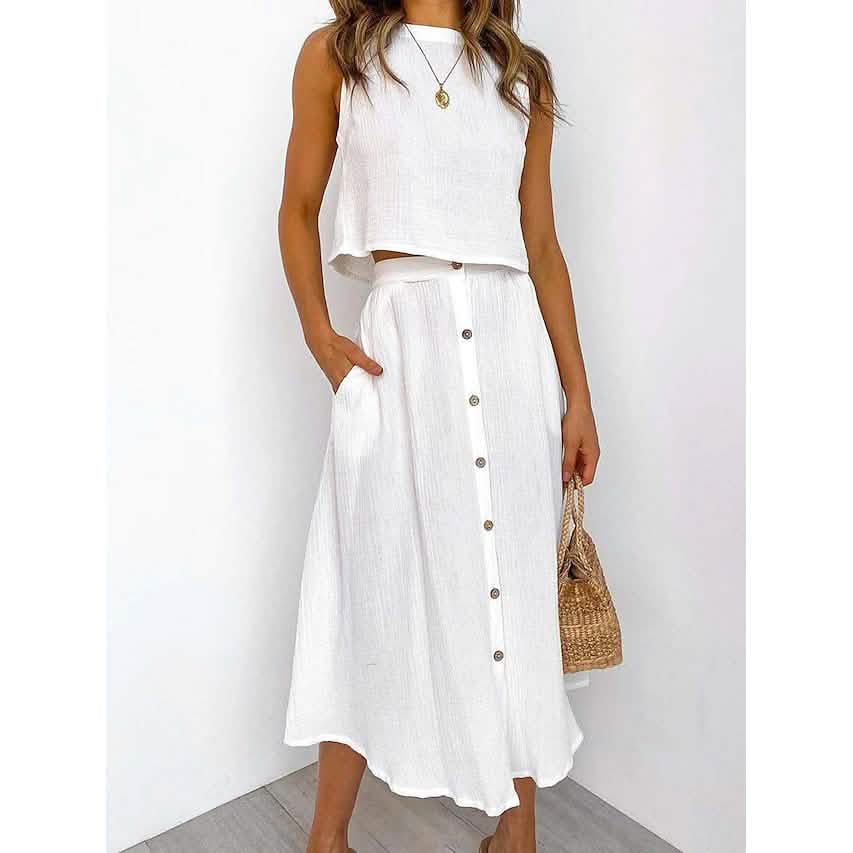 2-Piece Set: Women's Solid Color Casual Dress DailySale