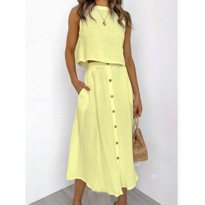 2-Piece Set: Women's Solid Color Casual Dress DailySale