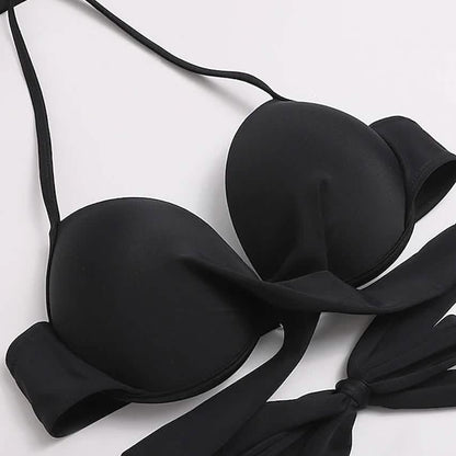 2-Piece Set: Women's Swimwear Bikini Push Up Open Back Solid Color DailySale