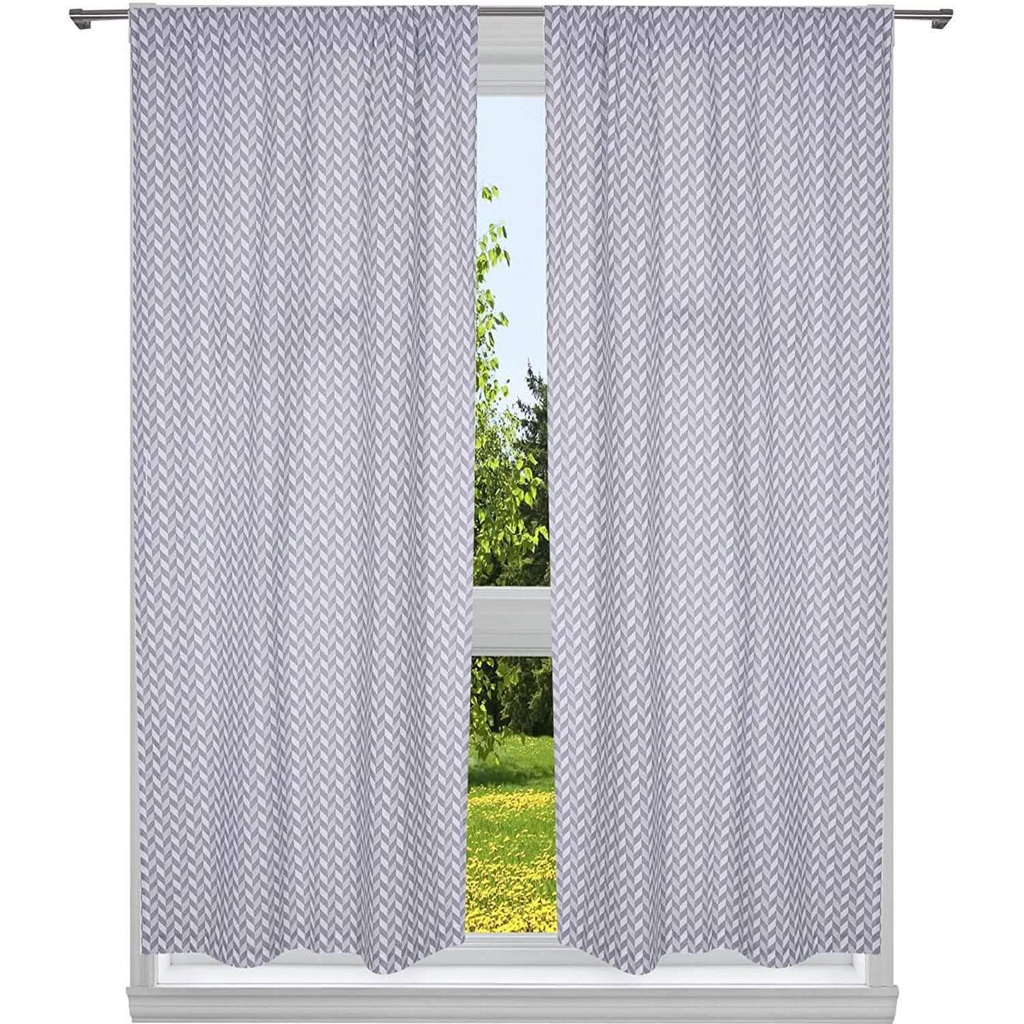 2-Piece Set:100% Cotton Chevron Print Blackout Window Curtain Pair Panel DailySale