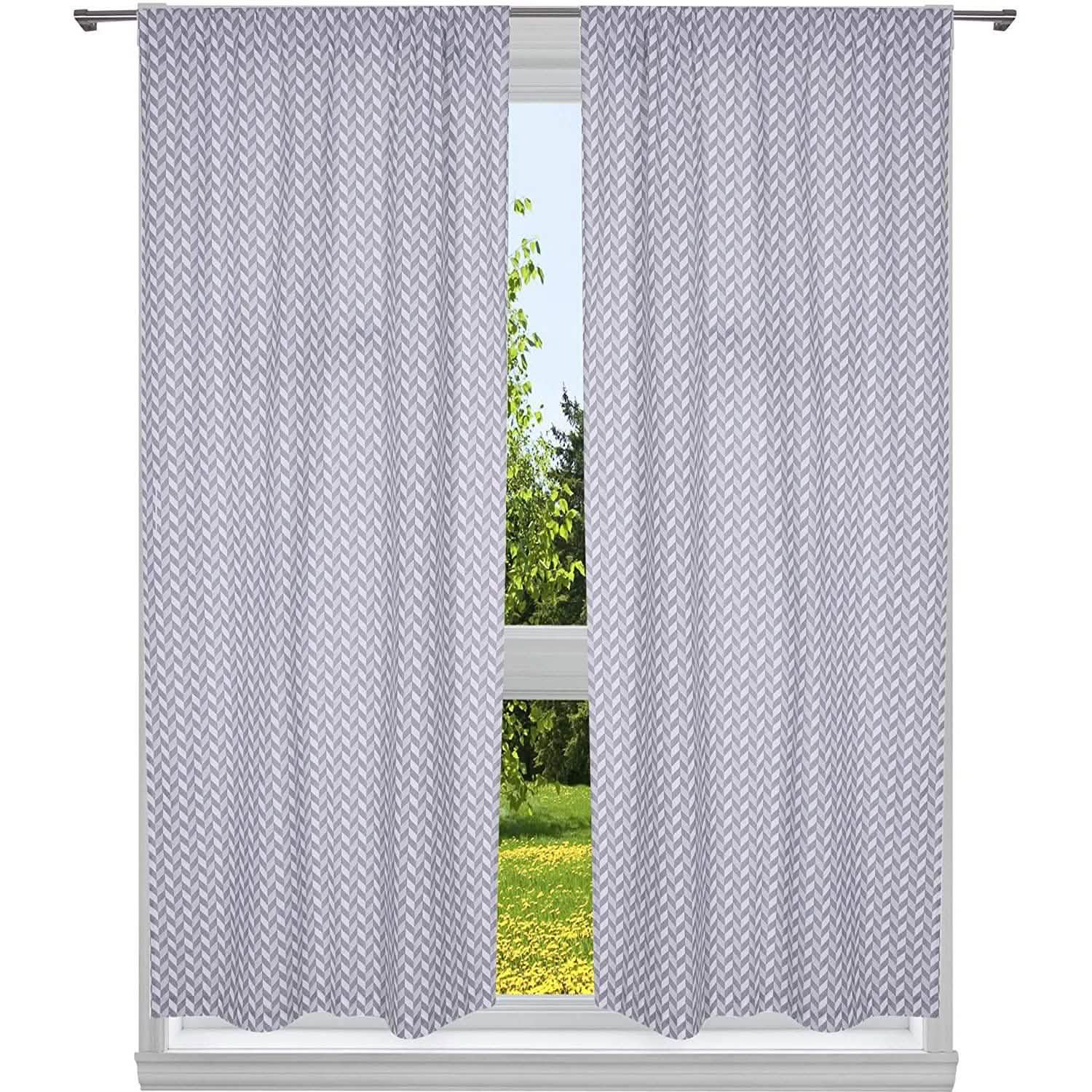 2-Piece Set:100% Cotton Chevron Print Blackout Window Curtain Pair Panel DailySale