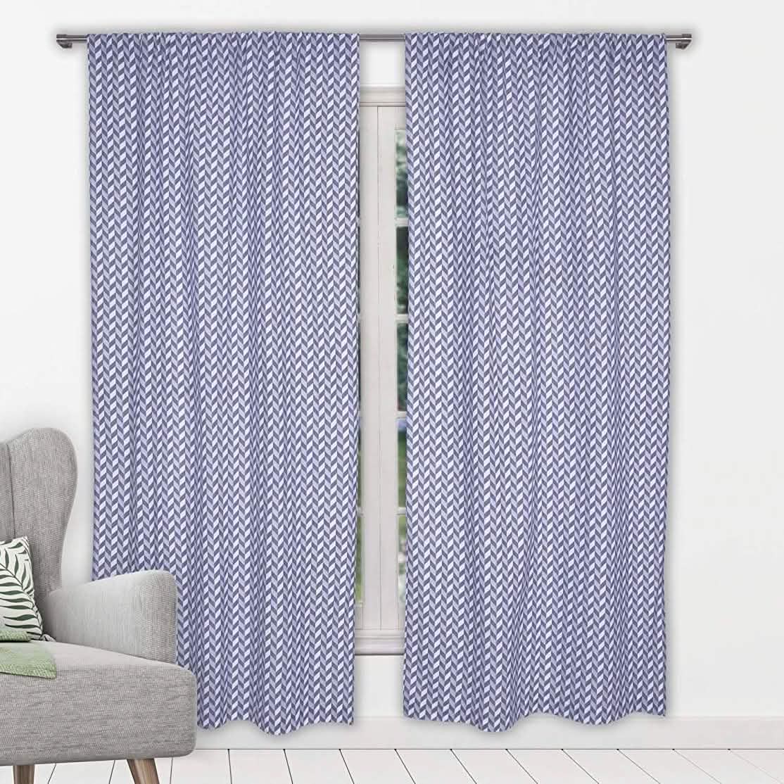 2-Piece Set:100% Cotton Chevron Print Blackout Window Curtain Pair Panel DailySale