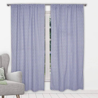 2-Piece Set:100% Cotton Chevron Print Blackout Window Curtain Pair Panel DailySale