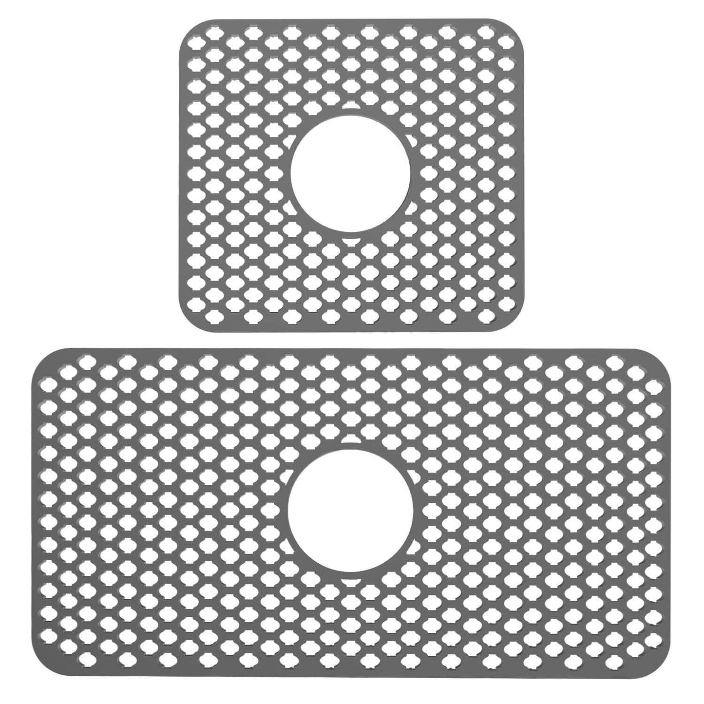 2-Piece: Silicon Grid Sink Mat with Central Drain Hole DailySale