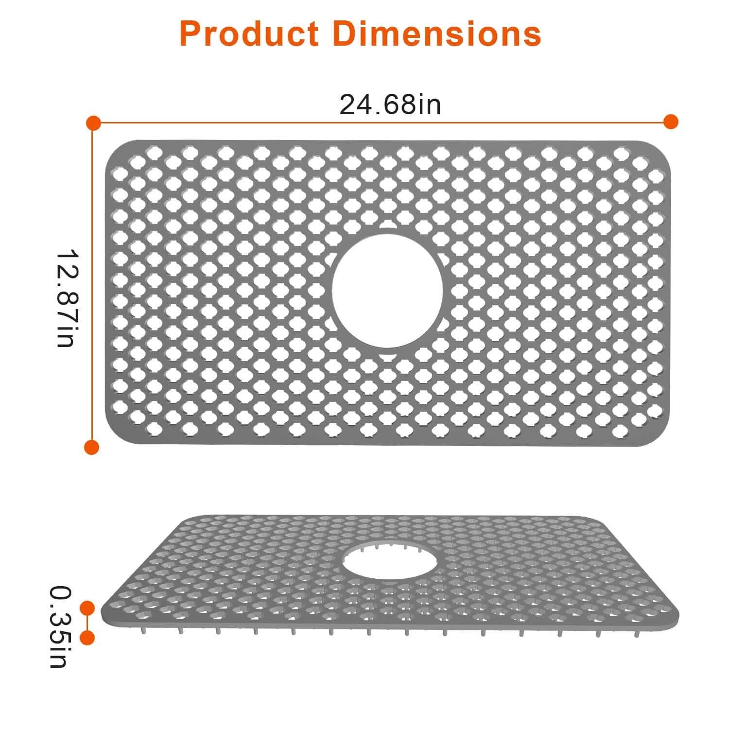 2-Piece: Silicon Grid Sink Mat with Central Drain Hole DailySale