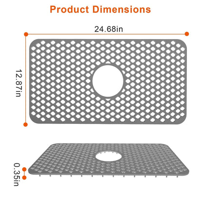 2-Piece: Silicon Grid Sink Mat with Central Drain Hole DailySale