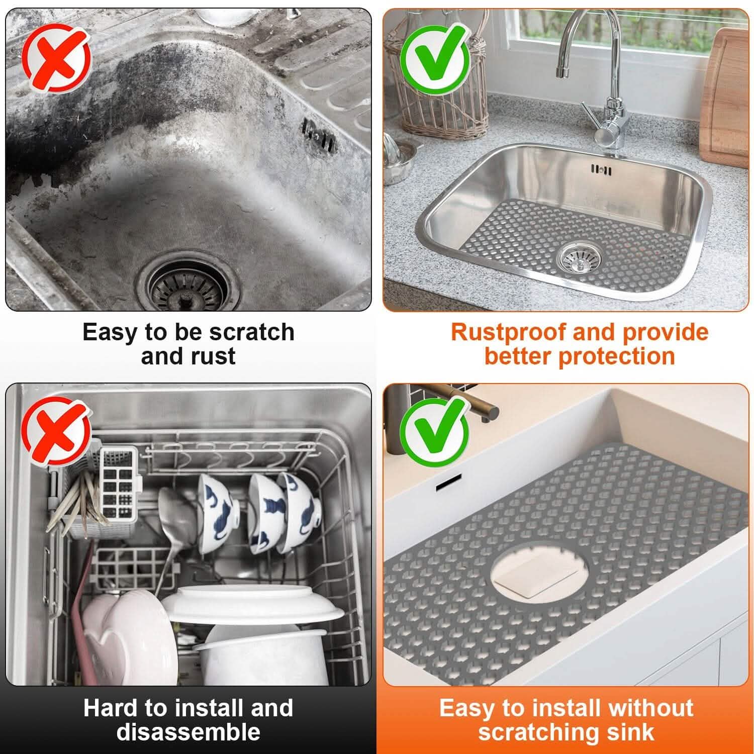2-Piece: Silicon Grid Sink Mat with Central Drain Hole DailySale