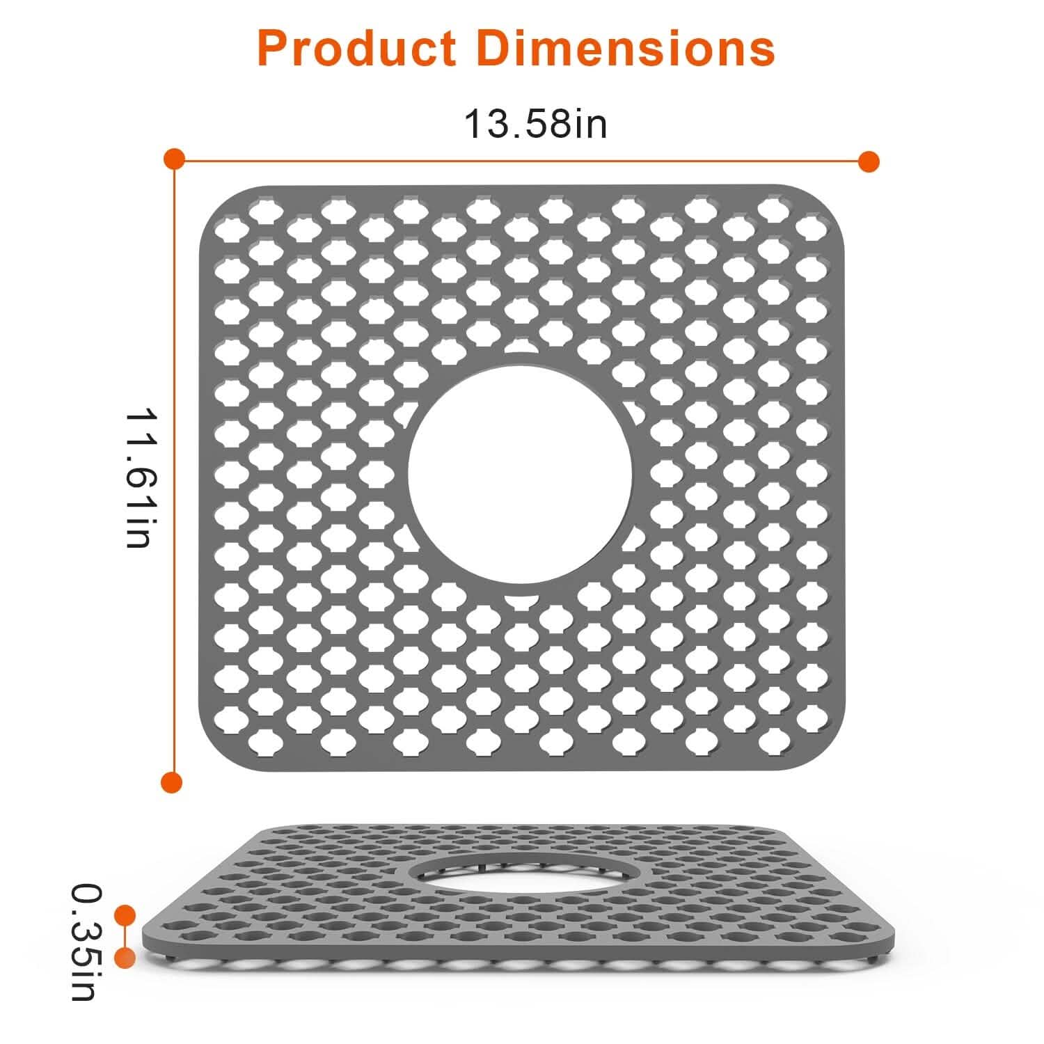2-Piece: Silicon Grid Sink Mat with Central Drain Hole DailySale