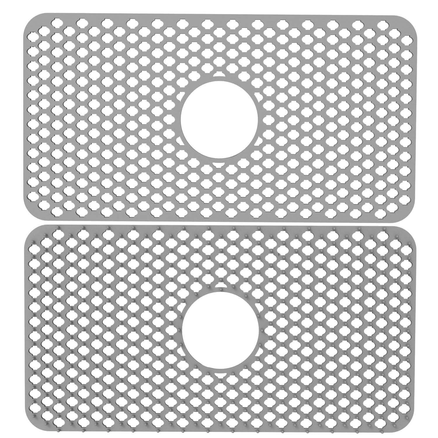 2-Piece: Silicon Grid Sink Mat with Central Drain Hole DailySale
