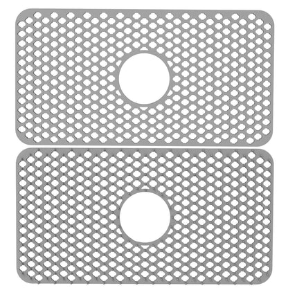 2-Piece: Silicon Grid Sink Mat with Central Drain Hole DailySale