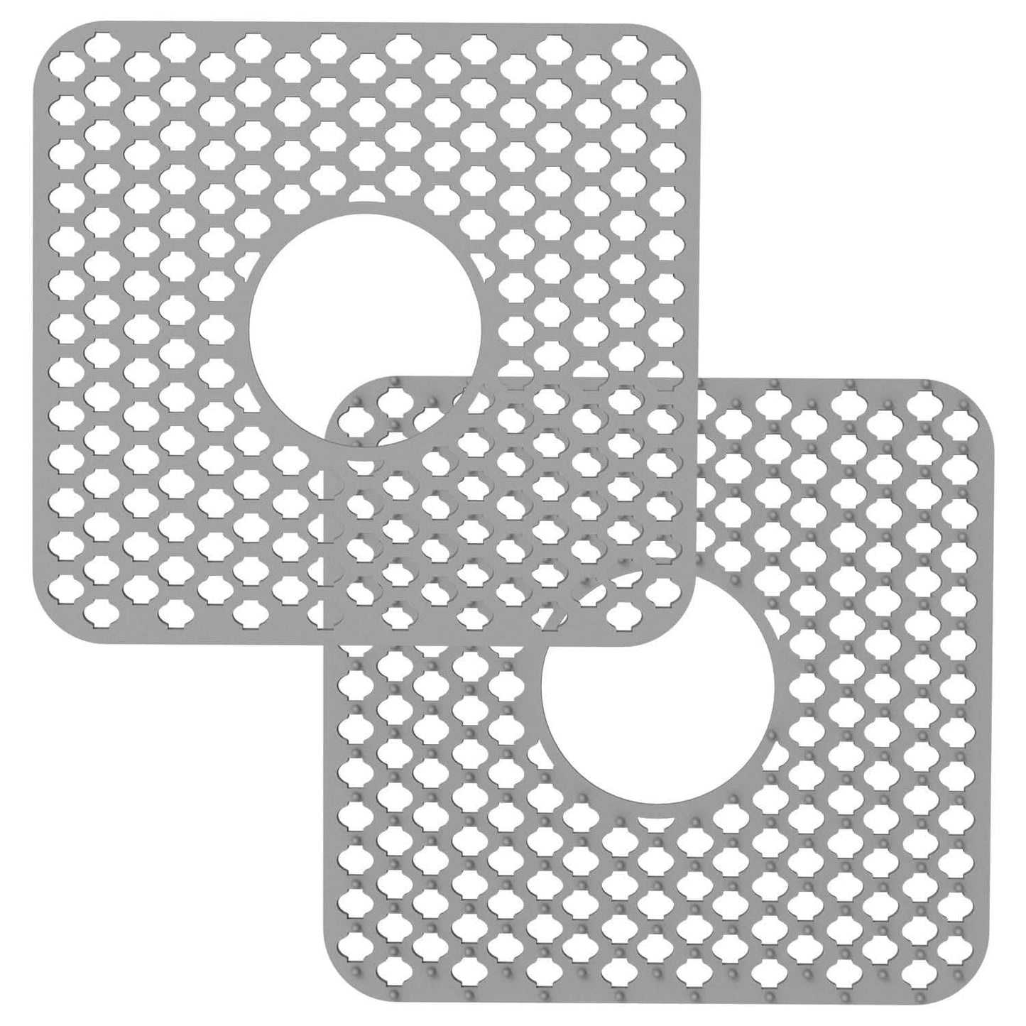 2-Piece: Silicon Grid Sink Mat with Central Drain Hole DailySale