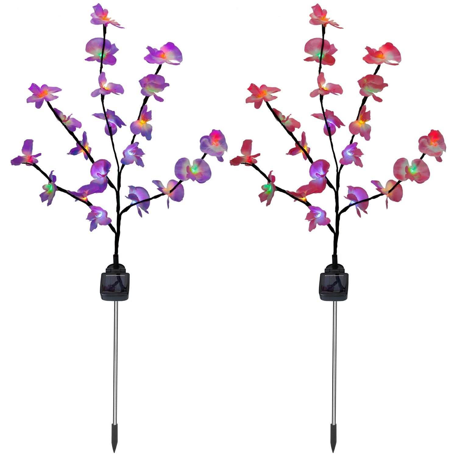 2-Piece: Solar Powered Garden Light Orchid DailySale