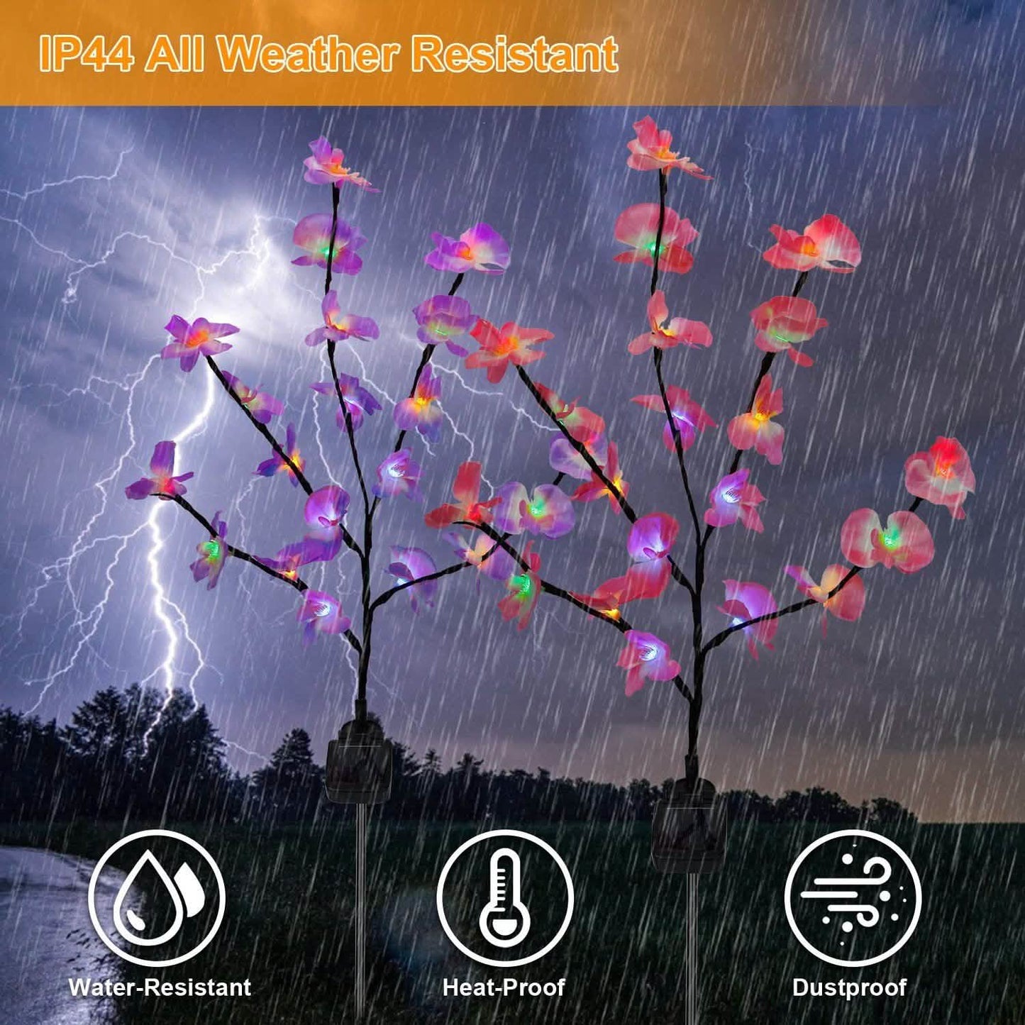 2-Piece: Solar Powered Garden Light Orchid DailySale