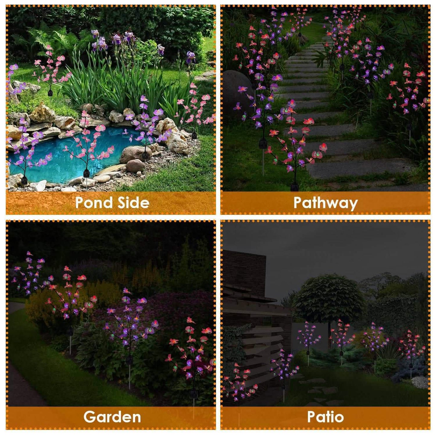 2-Piece: Solar Powered Garden Light Orchid DailySale