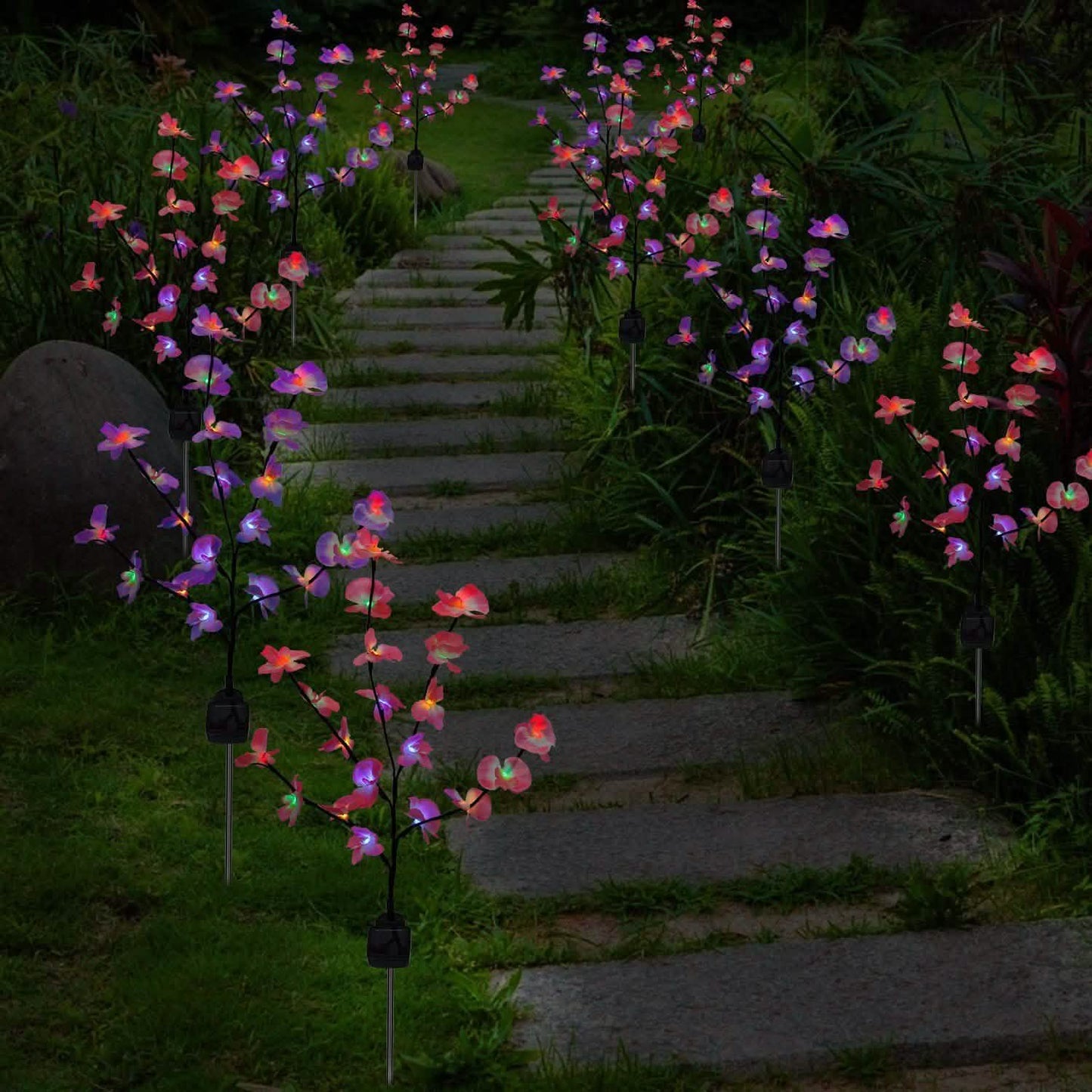 2-Piece: Solar Powered Garden Light Orchid DailySale