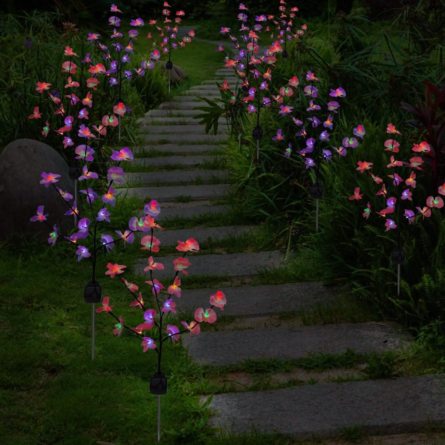 2-Piece: Solar Powered Garden Light Orchid DailySale