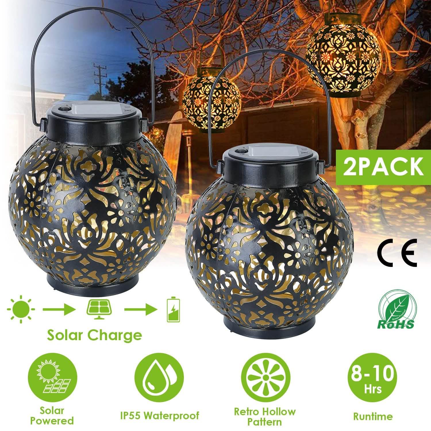 2-Piece: Solar Powered Hanging Lights DailySale