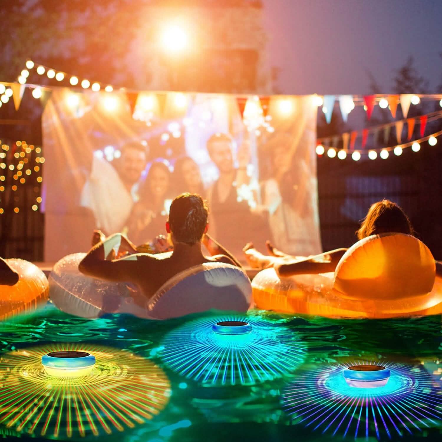 2-Piece: Solar Powered LED Pool Light Gradient Multicolor Changing DailySale